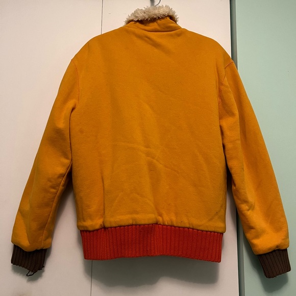 Designer ENERGIE Men's Diesel Big Stitched Logo Shearling Bomber Jacket XL RETRO - Picture 2 of 8